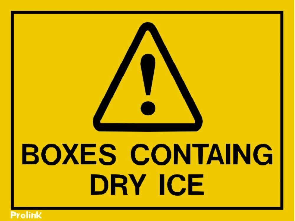 Caution - Boxes containing dry ice - Prolink International